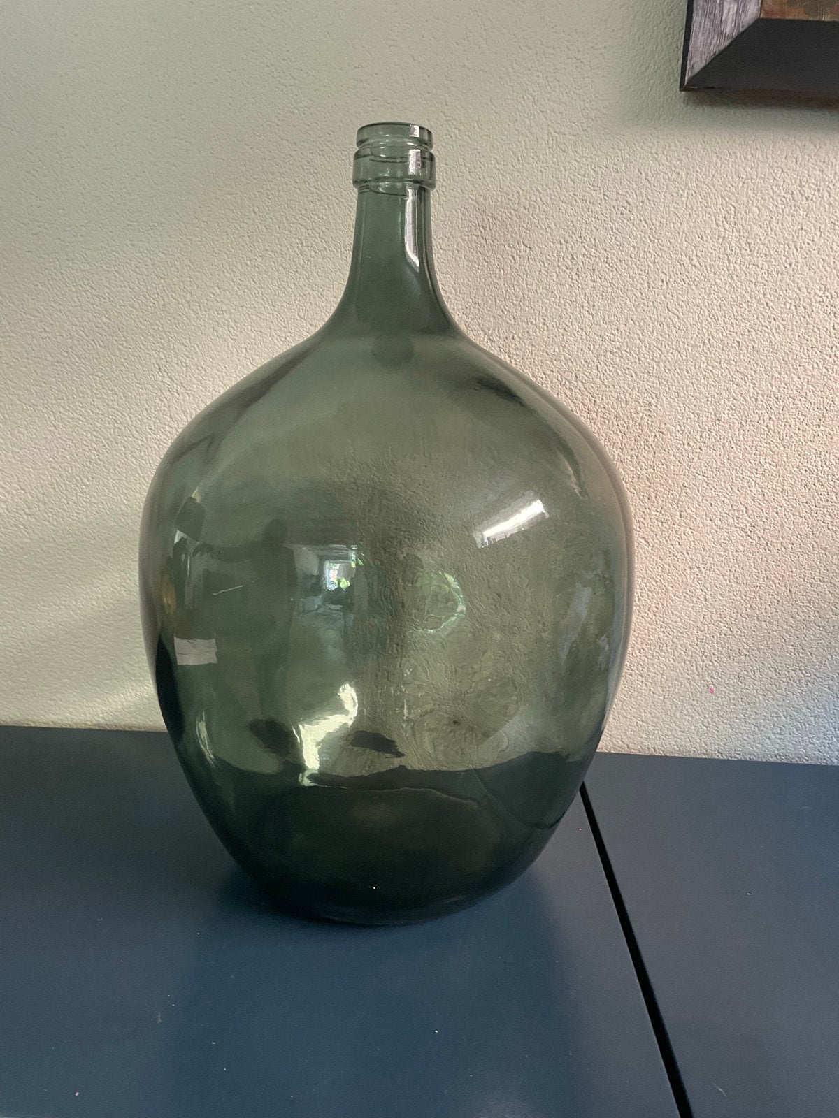 Grote vintage glazen fles - Groen decoratie vaas, Ophalen