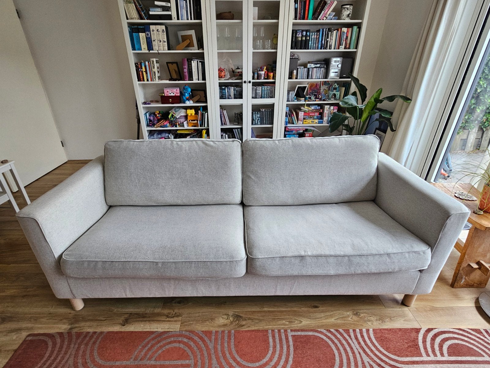 Parüp 3-zitsbank (Ikea) in Gunnared Beige, Huis en Inrichting, Banken | Bankstellen, Ophalen, Gebruikt, Driepersoons, 75 tot 100 cm