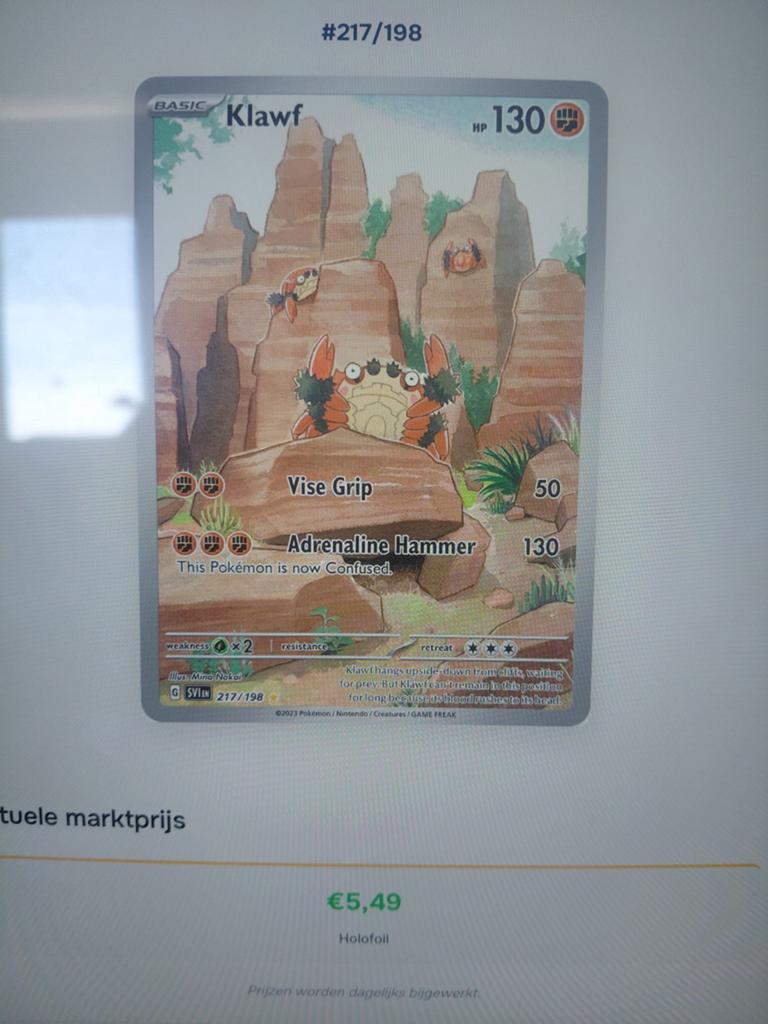 Klawf 217/198 Holofoil Pokémon kaart - Goede kwaliteit, Ophalen of Verzenden, Zo goed als nieuw, Losse kaart, Foil