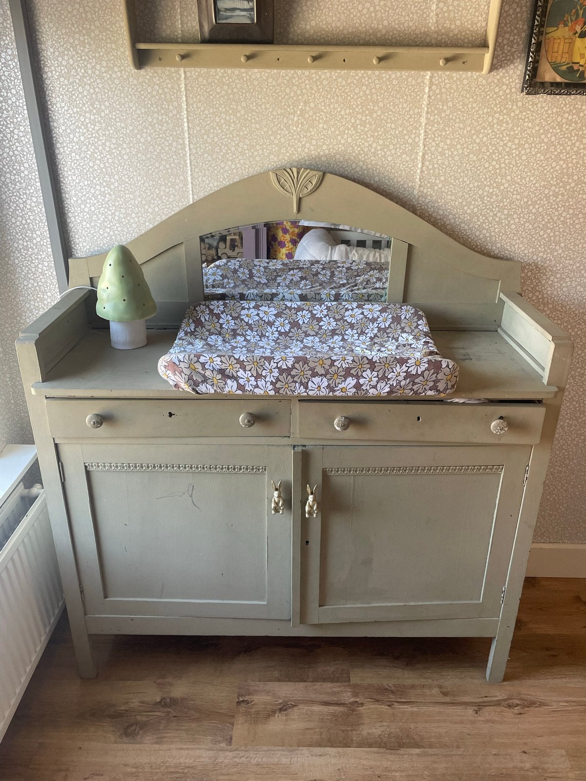 Vintage Commode/Wickelkommode met Spiegel, Ophalen