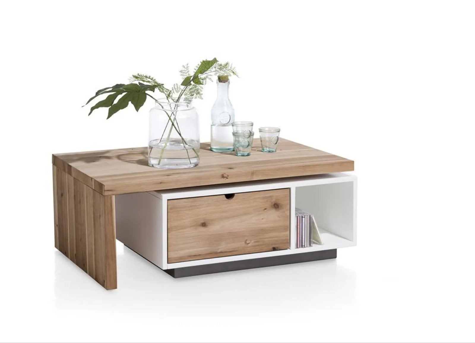 Moderne Salontafel met Lade en Open Vakken Xooon Otta, Ophalen, Zo goed als nieuw, Overige houtsoorten, Modern