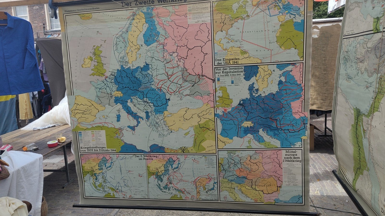 Vintage Duitse schoolplaat Europa WOII 1939-1944, Ophalen, Aardrijkskunde