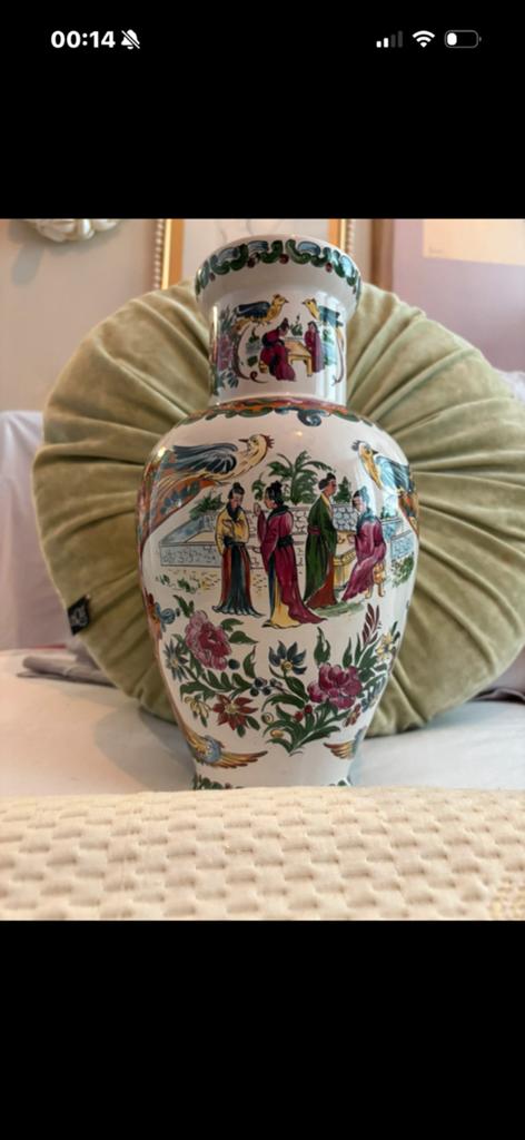 Grote Japanse vaas met Geisha motieven en vogels, Ophalen of Verzenden