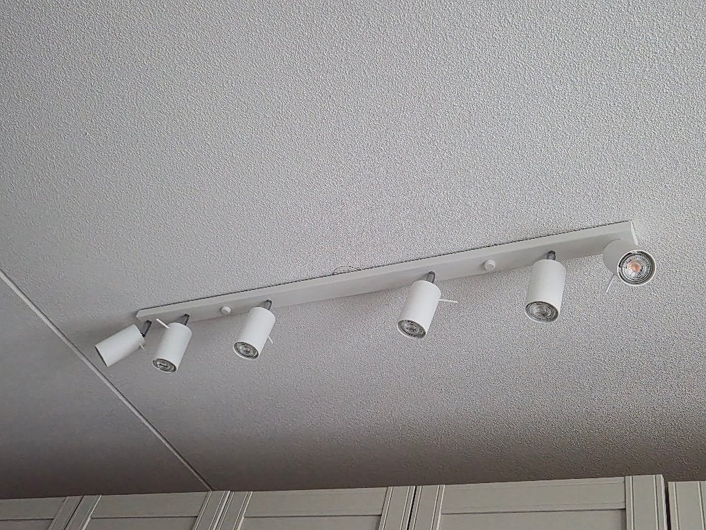 Plafondspots met 6 richtbare spots, Ophalen, Zo goed als nieuw, Wit, Plafondlamp
