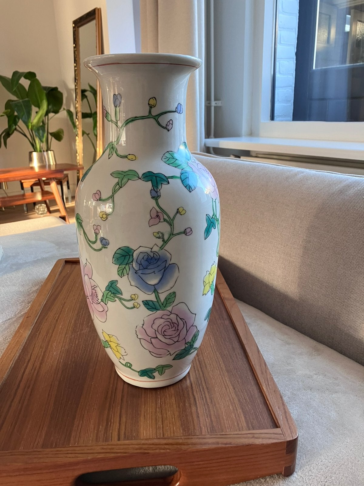 Grote vintage Chinese porseleinen vaas 36 cm, Antiek en Kunst, Ophalen