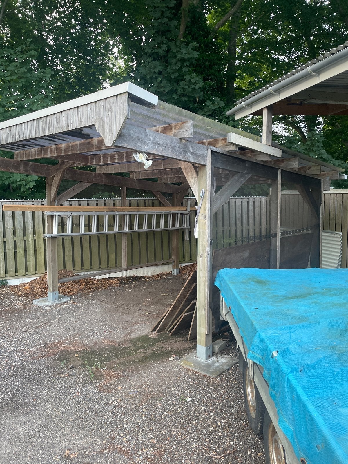 Robuuste houten carport met transparant dak, Ophalen of Verzenden, Gebruikt, Carport