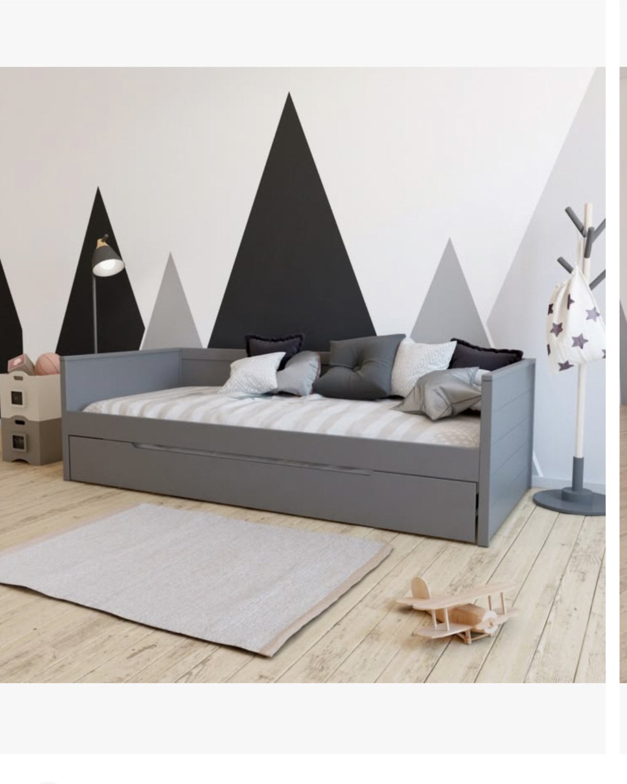 Bedbank antraciet met onderbed 90x200 en matras, Ophalen, 90 cm, Eenpersoons, Zo goed als nieuw