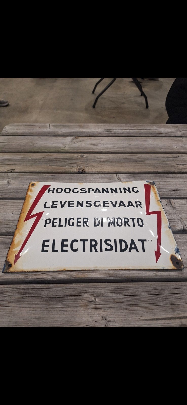 emaille  hoogspanning, Ophalen of Verzenden, Zo goed als nieuw, Reclamebord