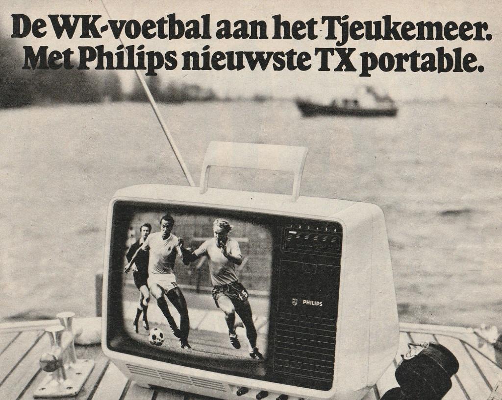 Retro reclame 1978 Philips TV voetbal Tjeukemeer, Verzenden, Overige typen