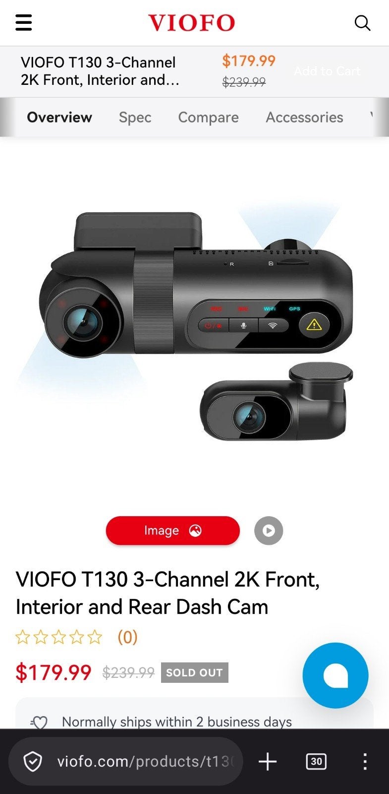 VIOFO T130 dashcam voor onderdelen, Ophalen of Verzenden, Gebruikt