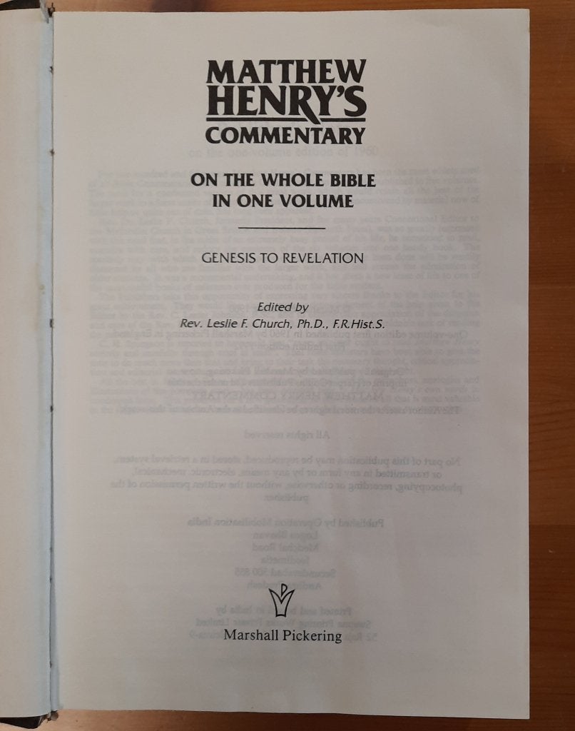 Matthew Henry's commentary on the Whole Bible in one volume, Gelezen, Christendom | Protestants, Ophalen of Verzenden, Matthew Henry