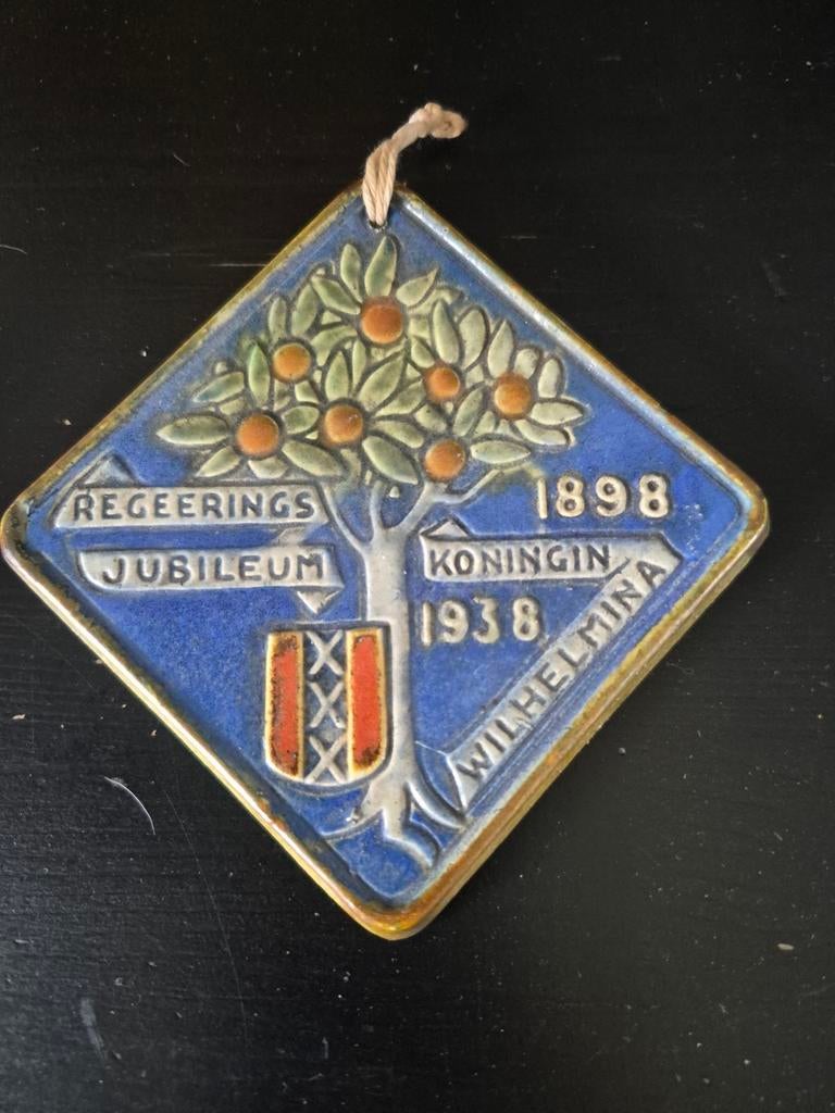 Wandtegel regeringsjubileum Wilhelmina 1898-1938, Ophalen of Verzenden, Zo goed als nieuw