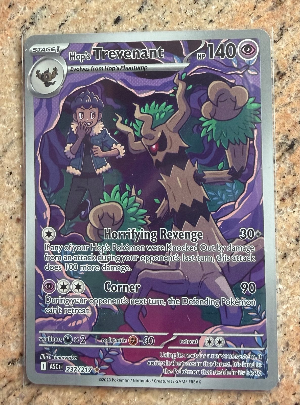 Hop's Trevenant Pokémon Kaart ASCEN 237/217, Ophalen of Verzenden, Zo goed als nieuw, Losse kaart