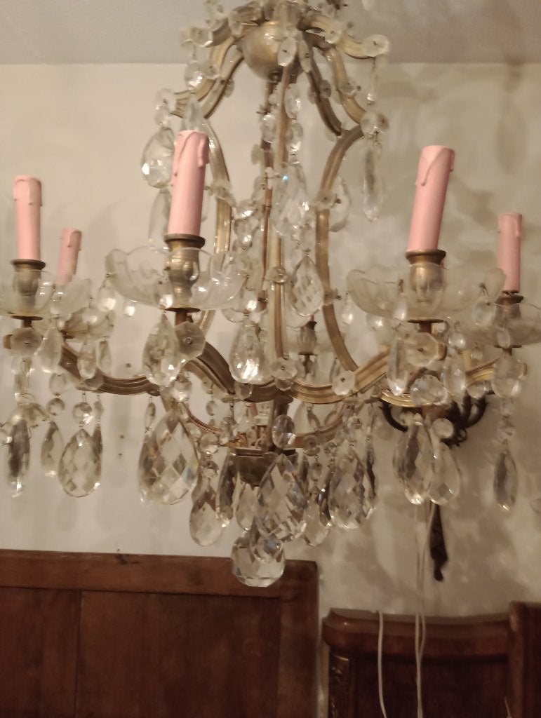 kristallen kroonluchter, Huis en Inrichting, Lampen | Kroonluchters, Ophalen, Zo goed als nieuw