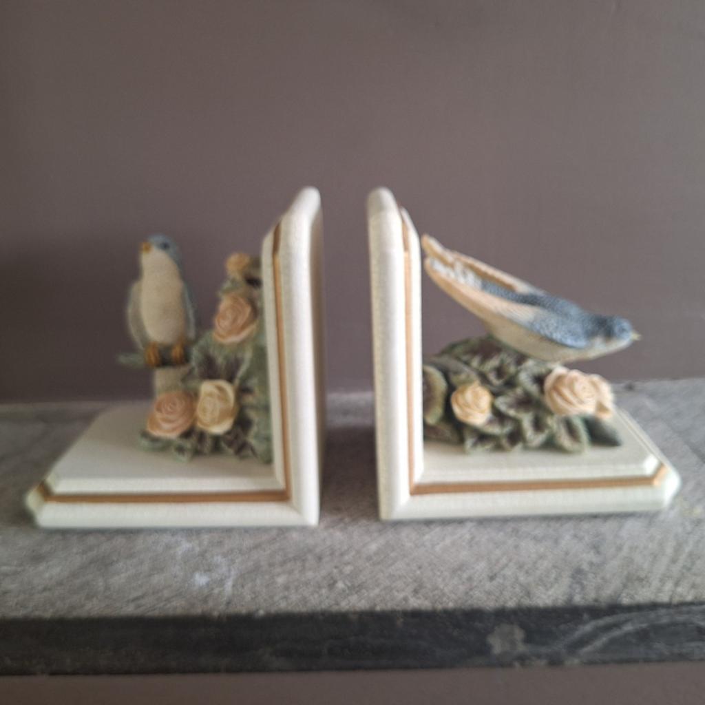 Keramieken Boekensteunen met Vogels en Rozen, Antiek en Kunst, Antiek | Keramiek en Aardewerk, Ophalen of Verzenden