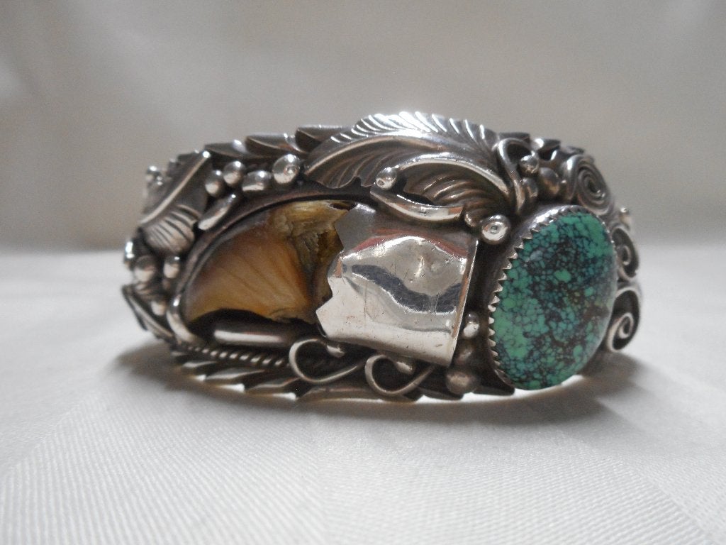 Zilveren zware Navajo armband met berenklauw nr.397, Sieraden, Tassen en Uiterlijk, Verzenden, Zo goed als nieuw, Zilver, Zilver