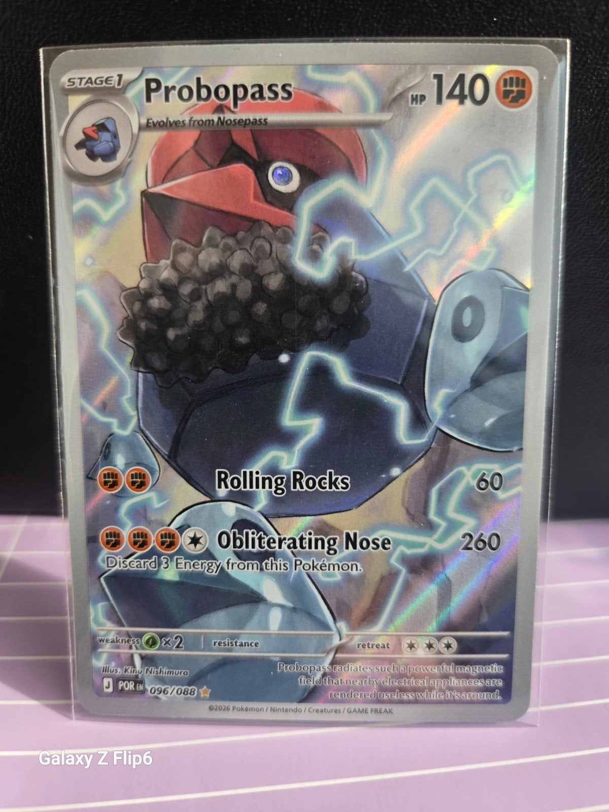 Probopass Pokémon Kaart - Full Art Foil 096/088, Ophalen of Verzenden, Zo goed als nieuw, Losse kaart, Foil