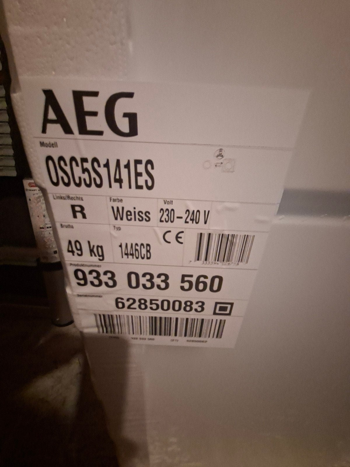 Nieuwe AEG OSC5S141ES Koelkast - Inbouw, Wit, Ophalen, Zonder vriesvak, 200 liter of meer, 60 cm of meer