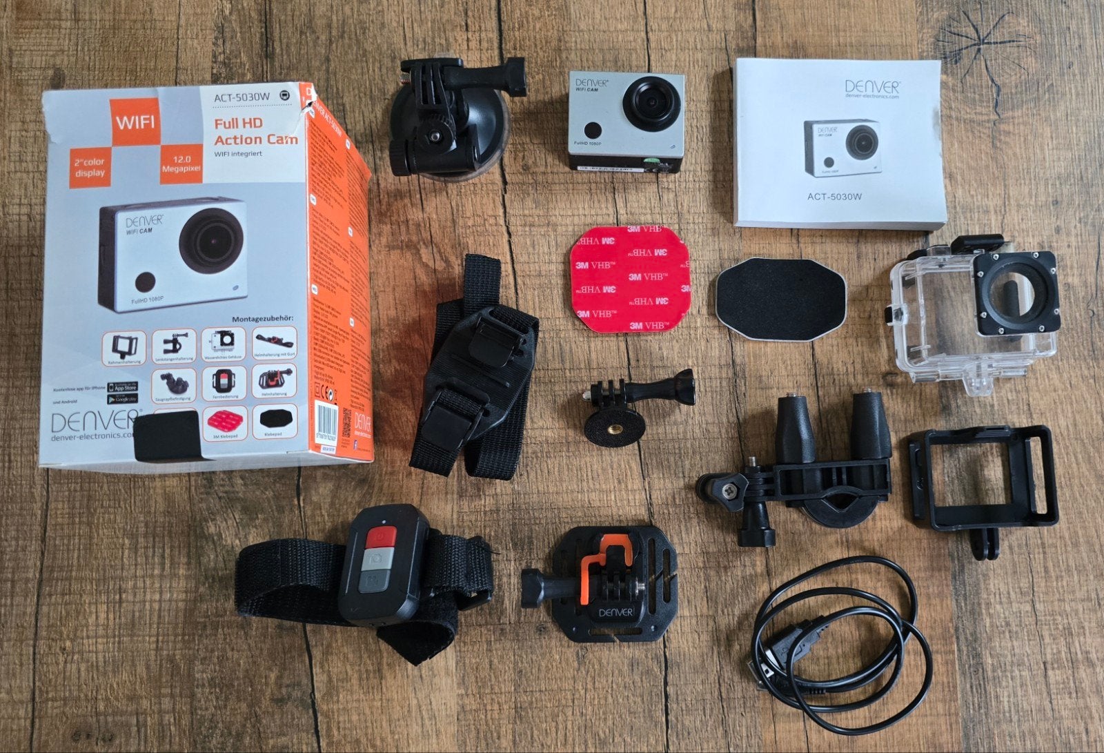 Denver Action Cam ACT-5030W Full HD WiFi - Zeer complete set, Ophalen of Verzenden, Overige merken