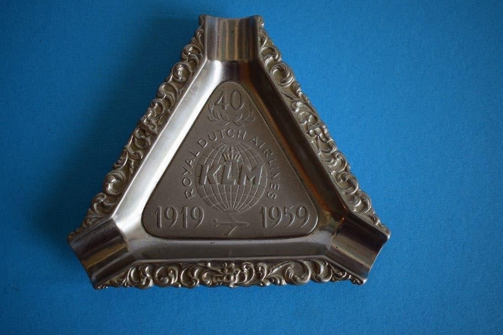 luchtvaart KLM metalen asbak, Verzenden, Gebruikt, Overige typen