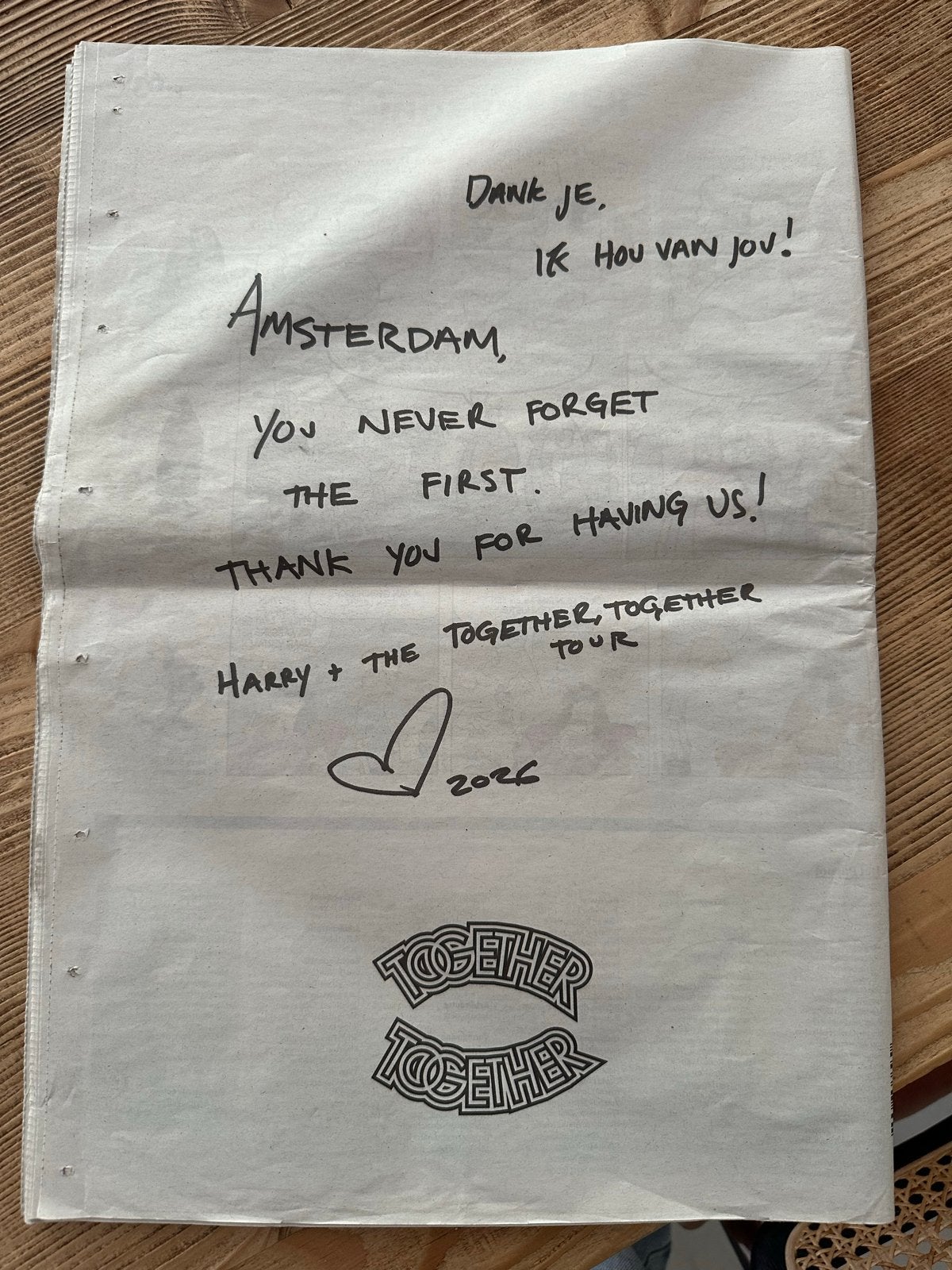 Harry Styles advertentie Parool, Eén persoon
