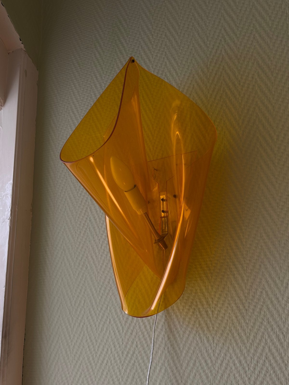 Vintage oranje kunststof wandlamp, Ophalen of Verzenden