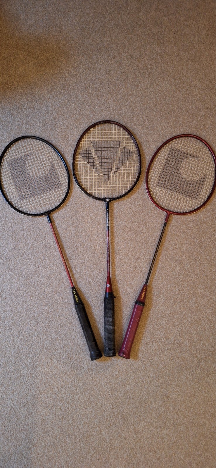 Oliver badminton rackets (3 stuks + 6 nylon shuttles), Ophalen of Verzenden, Gebruikt, Racket(s)
