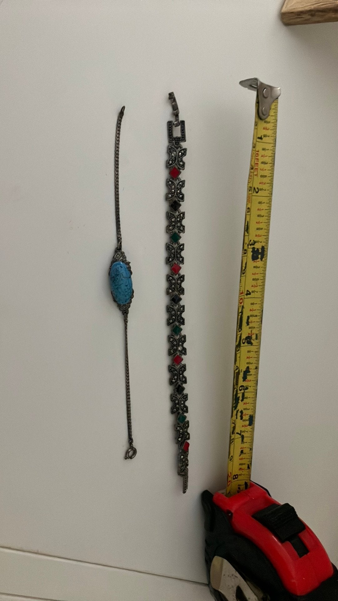 Set van twee vintage armbanden, Ophalen of Verzenden, Gebruikt, Blauw, Zilver