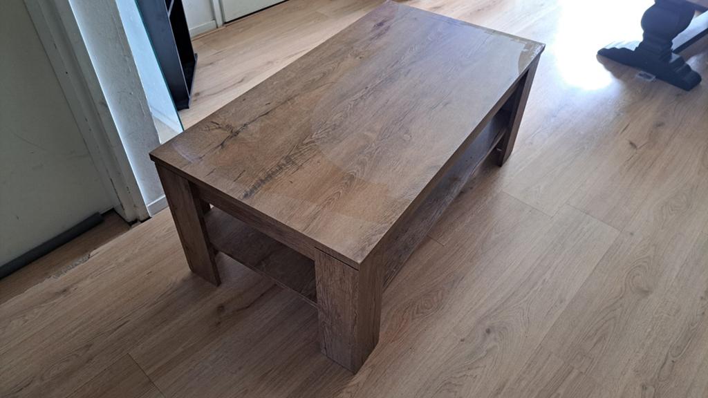 Salontafel met opbergruimte, houtkleur, Huis en Inrichting, Tafels | Salontafels, Ophalen, Gebruikt, 100 tot 150 cm, 50 tot 100 cm