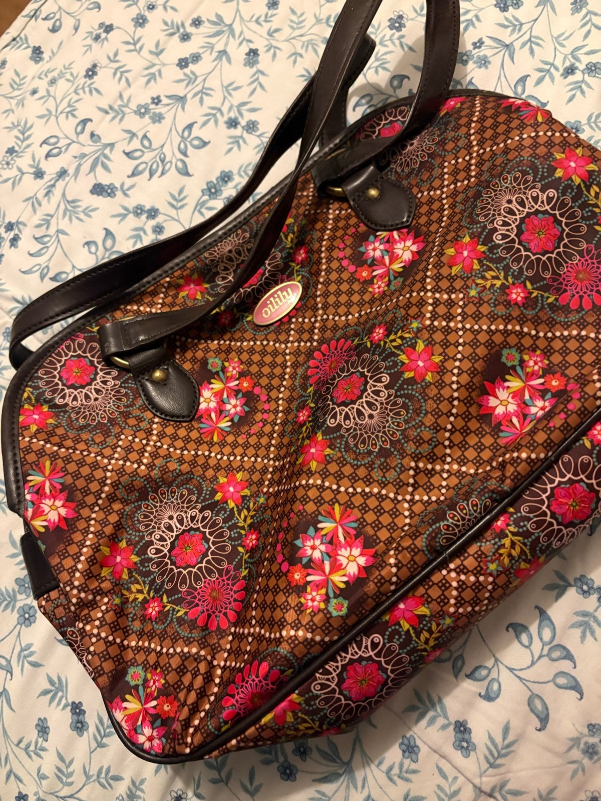 Hippe Oilily handtas met 3 vakken, Ophalen of Verzenden, Zo goed als nieuw, Bruin, Handtas