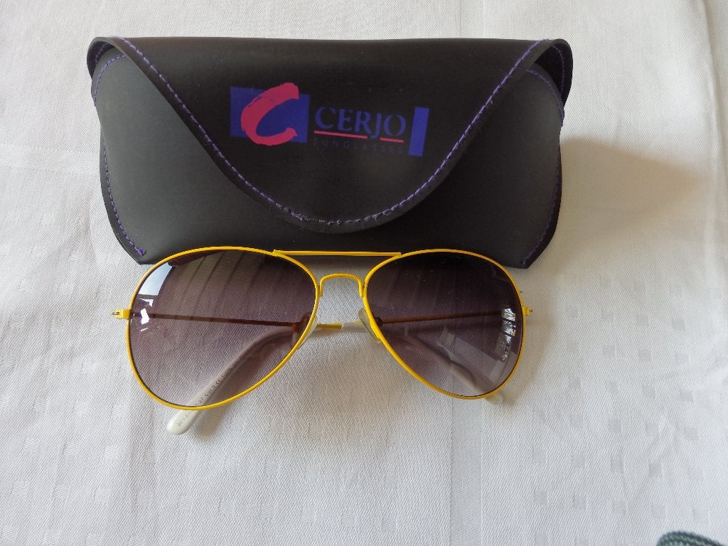 nieuw Cerjo zonnebril metaal etui aviator piloten model, Overige merken, Zonnebril, Geel, Nieuw
