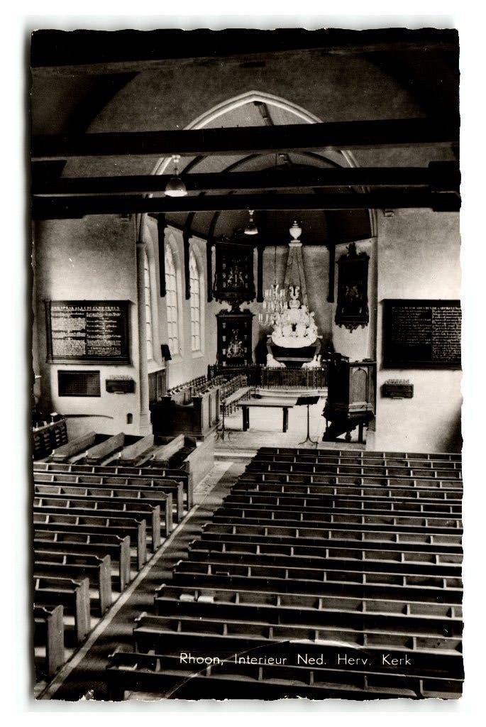 Rhoon, Interieur Ned. Herv. Kerk. Opruimingskaart, Verzamelen, Ansichtkaarten | Nederland, Verzenden, 1960 tot 1980, Gelopen, Zuid-Holland