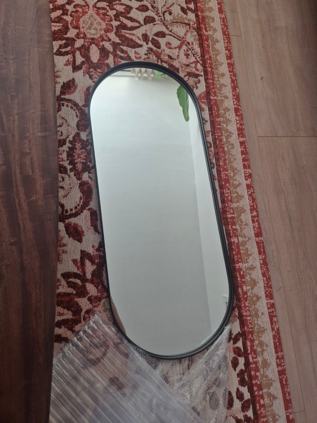 NIEUW - JYSK Marstal spiegel 40x100 cm, zwart metaal, ovaal, Ophalen, Minder dan 50 cm, Nieuw, Minder dan 100 cm