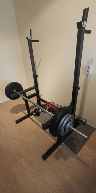 Verstelbaar Squat rack - verstelbaar fitness bankje, Ophalen, Benen, Gebruikt, Krachtstation