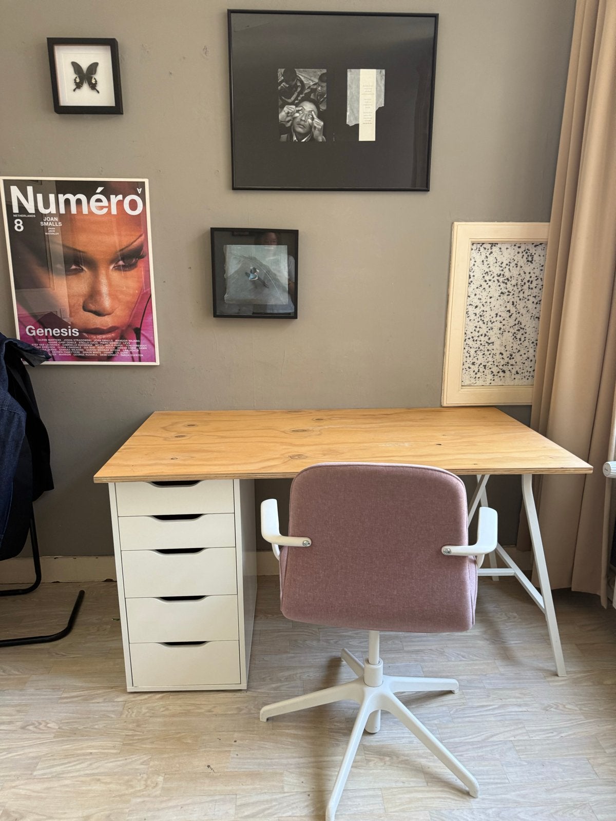 IKEA LÅNGFJÄLL vergaderstoel met armleuningen, Ophalen, Gebruikt, Roze, Bureaustoel