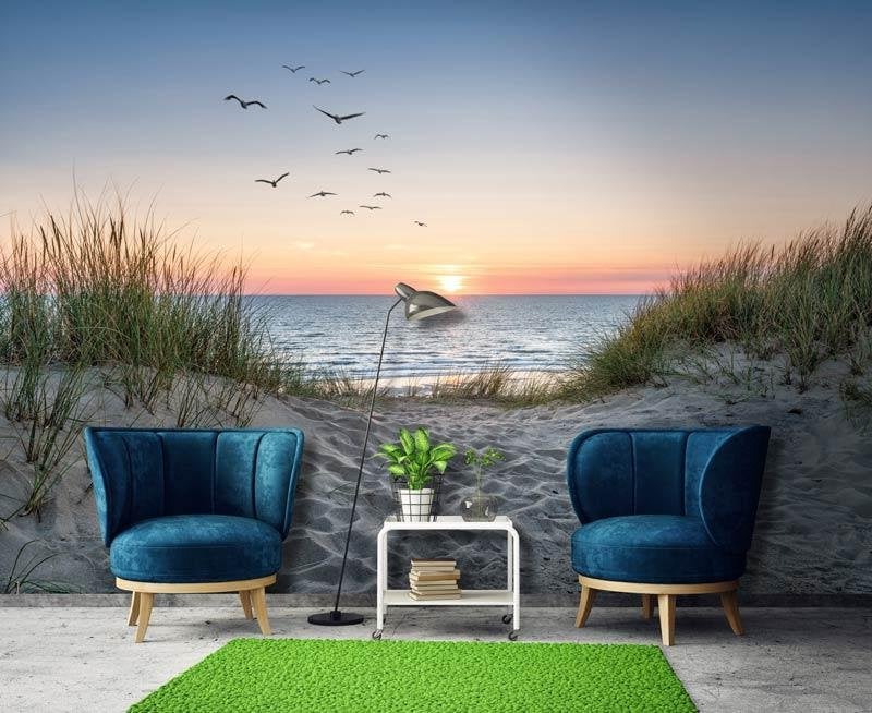 Fotobehang / Behang - Strand, Duinen, Zee en Zonsondergang, Huis en Inrichting, Stoffering | Behang, Meerkleurig, Fotobehangkoning.nl