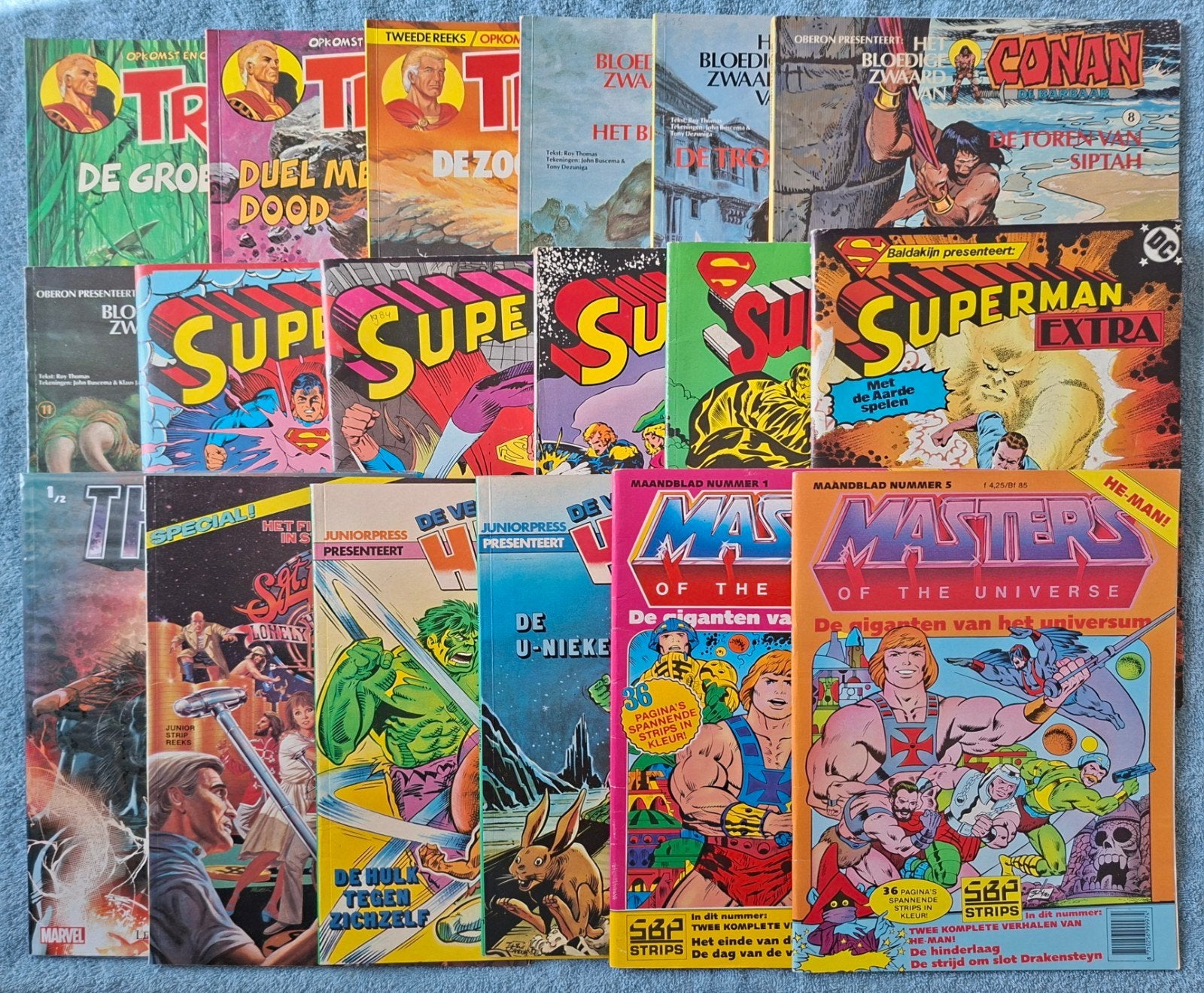 HULK, CONAN, TRIGIË, SUPERMAN, HE-MAN, THANOS. 3.75 P. STUK., Boeken, Meerdere stripboeken, Ophalen of Verzenden, Zo goed als nieuw