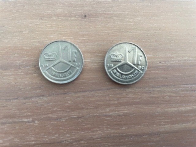 2x Belgische Franc uit 1990 , Ophalen of Verzenden, Losse munt