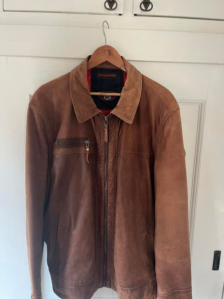 Leren Herenjas Maat 58 - Bruin Cognac merk DNR, Ophalen of Verzenden, Zo goed als nieuw, Maat 56/58 (XL), Bruin