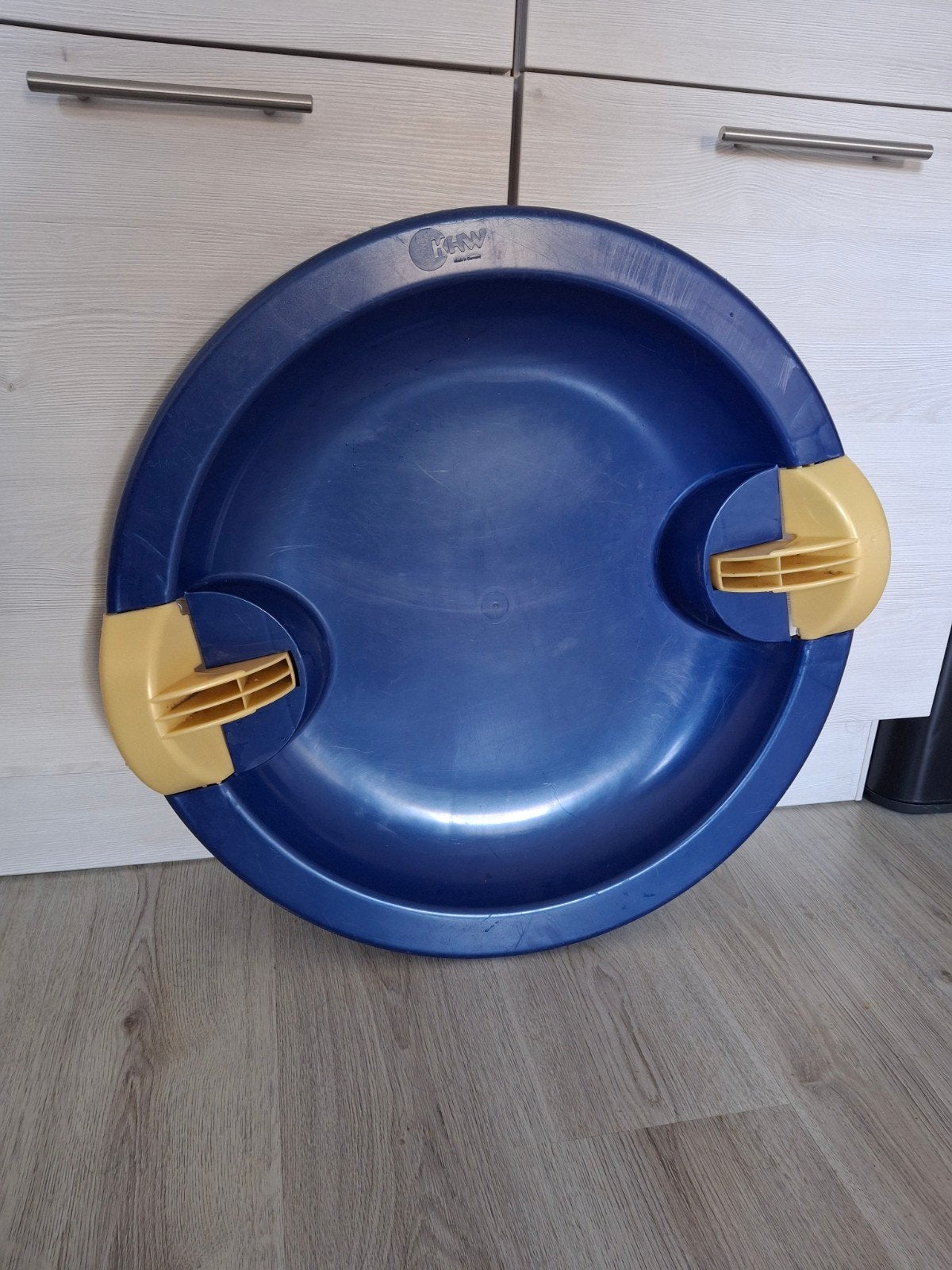 KHW slee blauw snow fun ufo glijschotel met rem, Ophalen, Rem, Gebruikt, Kunststof