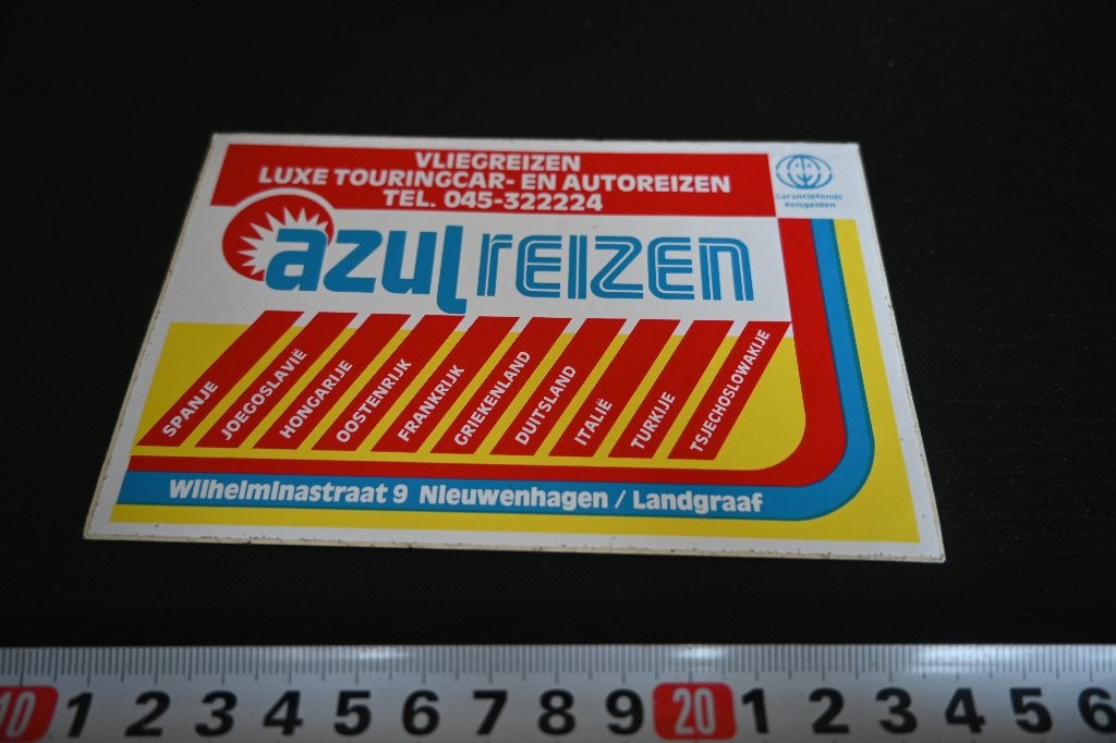 sticker Nieuwenhagen Landgraaf AZUL REIZEN  Wilhelminastraat, Ophalen of Verzenden, Zo goed als nieuw