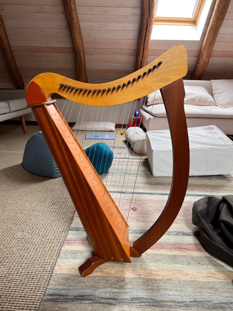 Prachtige houten kinderharp of kleine harp, Ophalen, Zo goed als nieuw