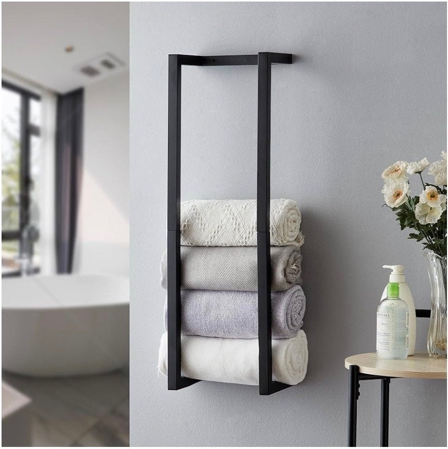 Zwart metalen handdoekrek voor badkamer of toilet, Ophalen of Verzenden, Zo goed als nieuw