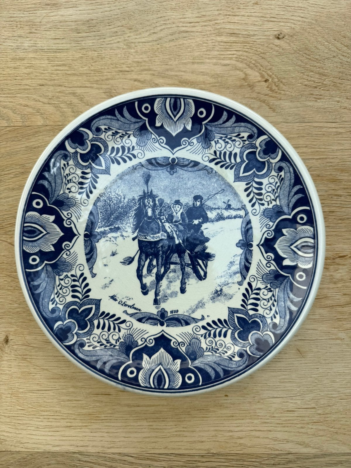 Delfts Blauw Chemkefa wandbord wintertafereel, Ophalen