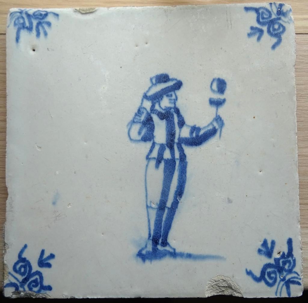Antieke tegel. Kinderspel. Bellen blazen, Ophalen of Verzenden