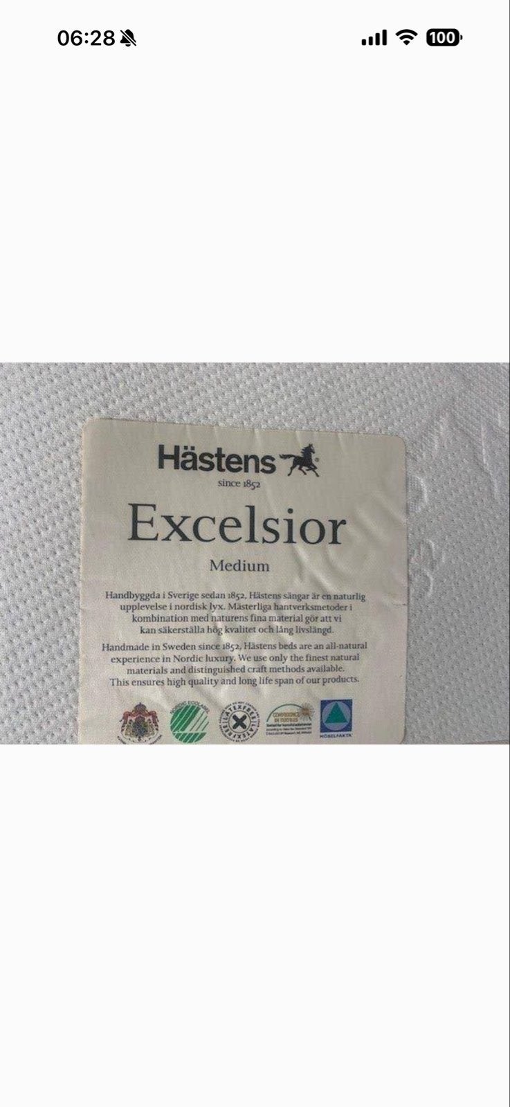 Hästens Excelsior Medium matras 210x210 cm, Ophalen, 210 cm, Tweepersoons, Zo goed als nieuw