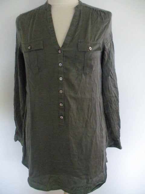 H&M tuniek bloes groen zijde maat 34 - nieuw -, H&M, Nieuw, Ophalen of Verzenden, Maat 34 (XS) of kleiner
