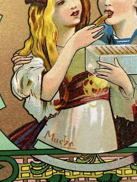 complete set kist etiketten voor koekjes LU Alphons Mucha, Verzamelen, Ophalen of Verzenden, Gebruikt, Verpakking