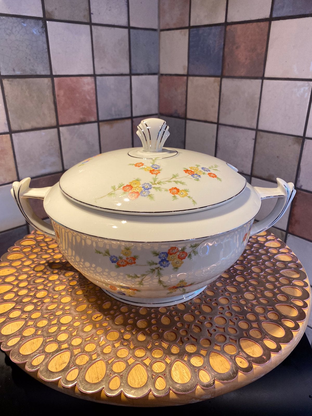 Victoria ST no.844,antieke/vintage soepterrine,diam.24 cm, Ophalen of Verzenden
