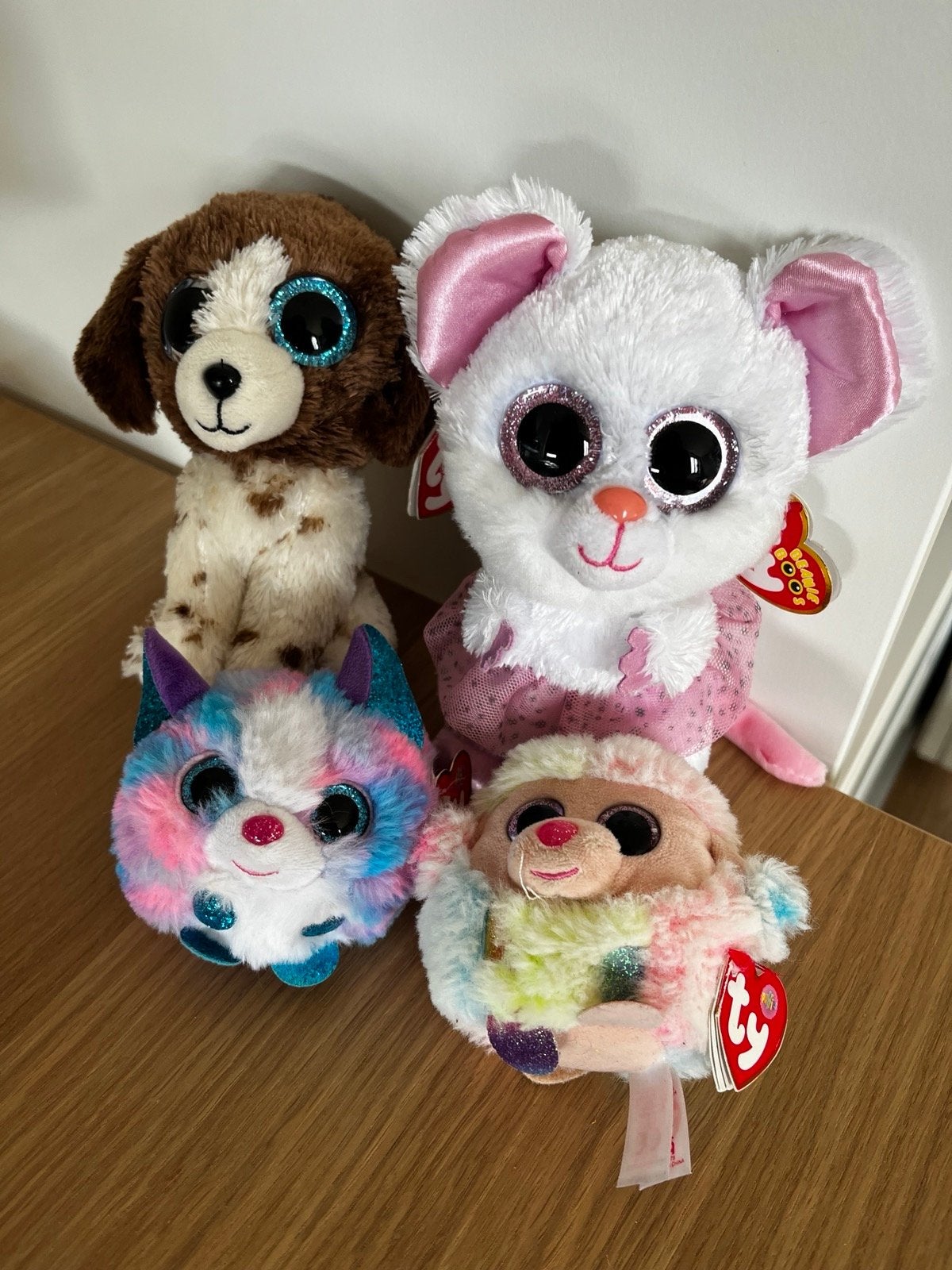4 TY knuffeltjes met kaartjes, Overige typen, Ophalen of Verzenden, Meerkleurig, Klein (minder dan 20 cm)